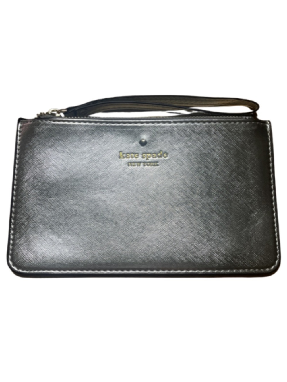 NWOT Kate Spade Silver Metallic Leather Wristlet – Sleek & Chic!